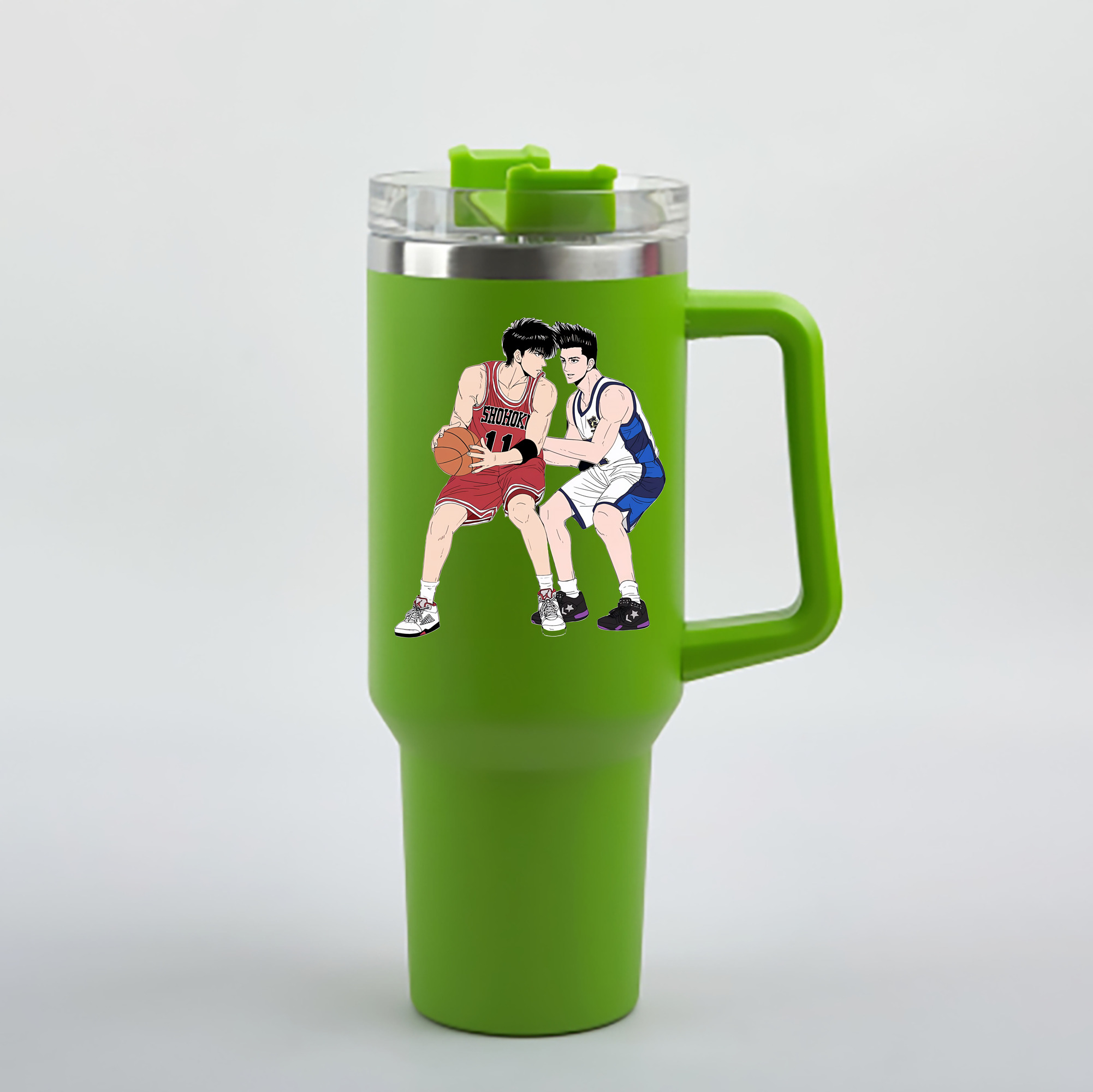 （画像用） SLAM DUNK／スラムダンク 1200mL車用タンブラー - クリスタルステッカー（プラスチックストロー付き）